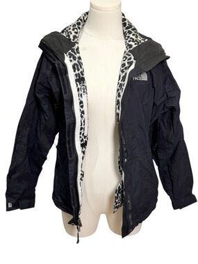The North Face HyVent Leopard Print Lined Rain Jacket in Black Size XS
